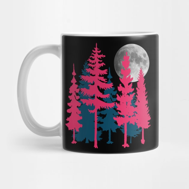 Epic Full Moon and Pine Trees Fashion Print by PallKris